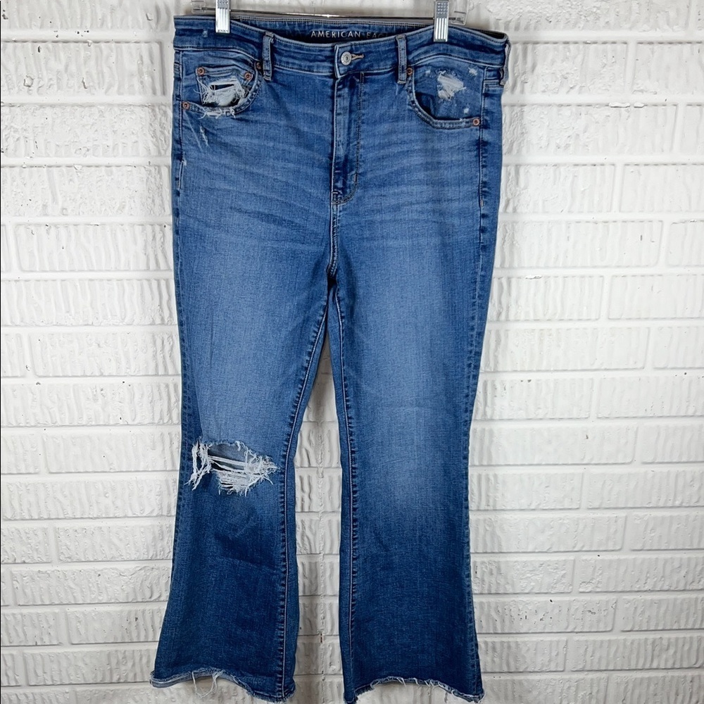 American Eagle Outfitters Flare Leg Distressed Denim